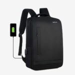 MEINAILI 1809 Nylon Business Waterproof Laptop Backpack USB Port Headphone Jack – Black +hankerz