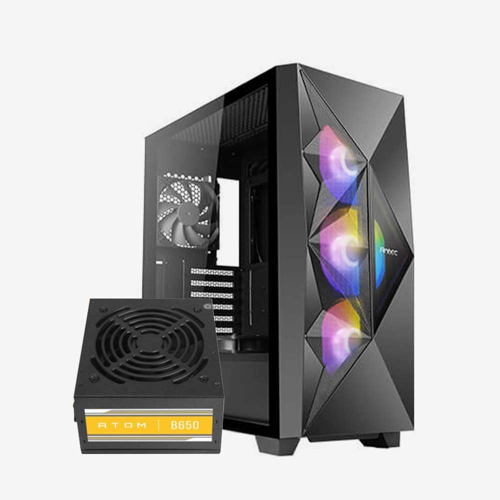 Case Antec DF800 FLUX 5Fan(3*120M ARGB) (2*120M)+PSU Antec Atom B650 (Bronze Certified)