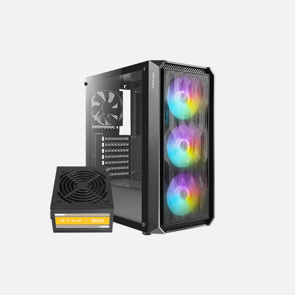 Antec NX292 4Fan(3*120M ARGB) (1*120M)Normal+PSU Antec Atom B650 (Bronze Certified)