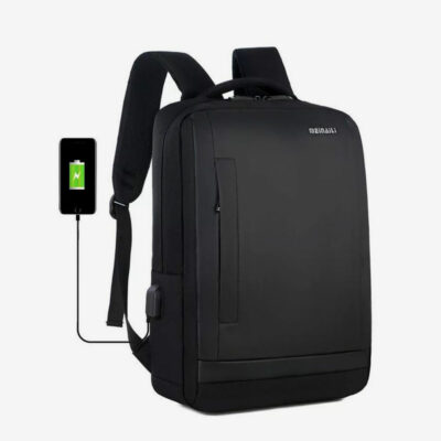MEINAILI 1809 Nylon Business Waterproof Laptop Backpack USB Port Headphone Jack - Black