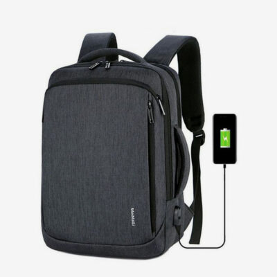 MEINAILI 023 Nylon Laptop Backpack With USB Charging Port 15.6" - Black
