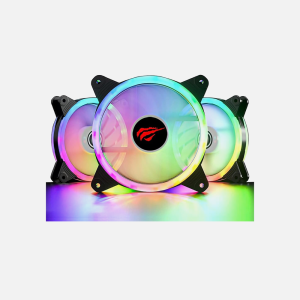 Havit F2089 RGB LED Cooling Fan 12x12cm Quiet Edition High Airflow DC 12V For Computer Case- Black